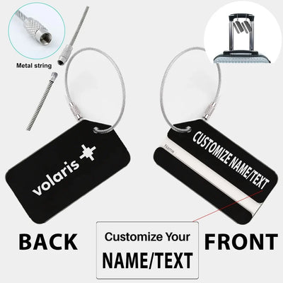Volaris Designed Fashion Metal Luggage tag, Black + NAME