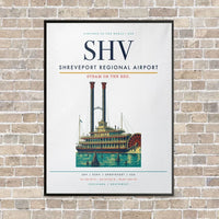 Thumbnail for Shreveport Regional Airport SHV vertical canvas print - framed - white background