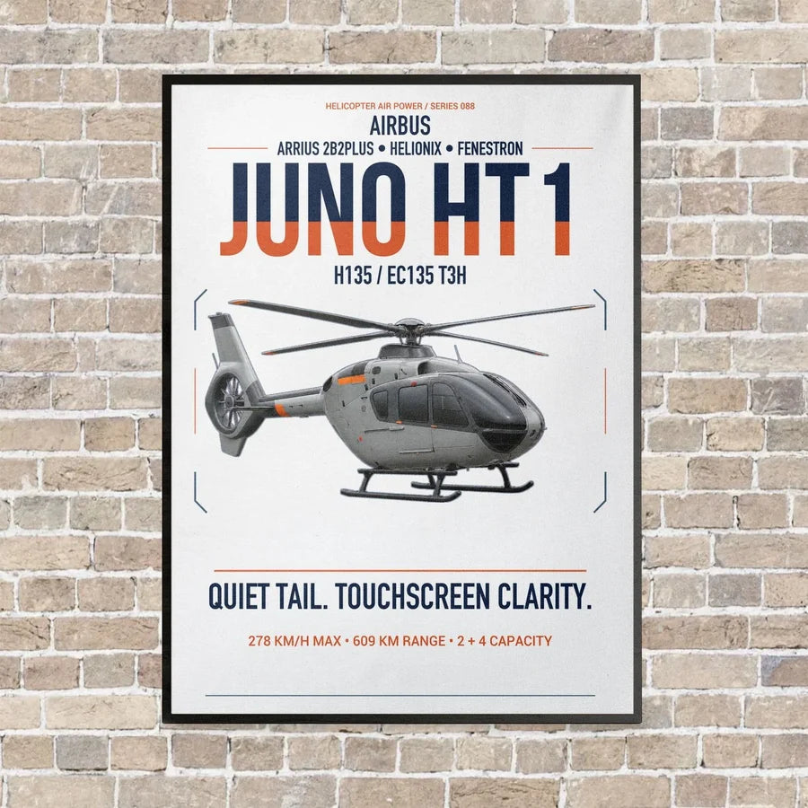 Airbus H135 Juno HT1 vertical canvas print - framed - white background