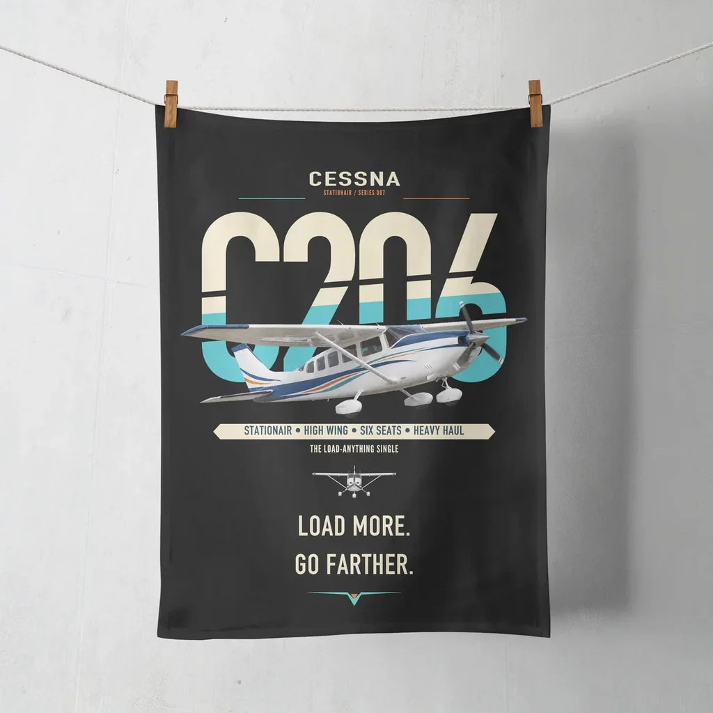 Cessna 206 Stationair design on black towel