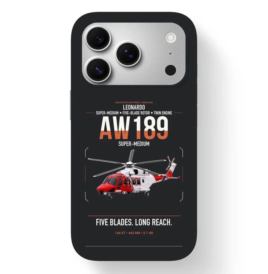 Leonardo AW189 design on black magsafe iphone case, for iPhone 17 Pro