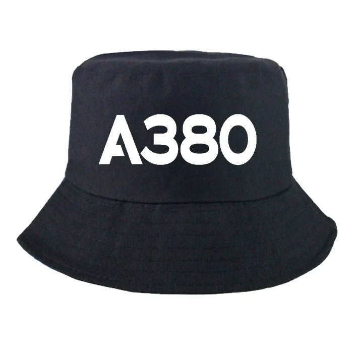 Airbus A380 Flat Text Summer aviation embroidery on breathable cotton summer hat.