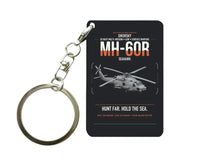 Thumbnail for Sikorsky MH-60R Seahawk design on black designed key chain, double-side print
