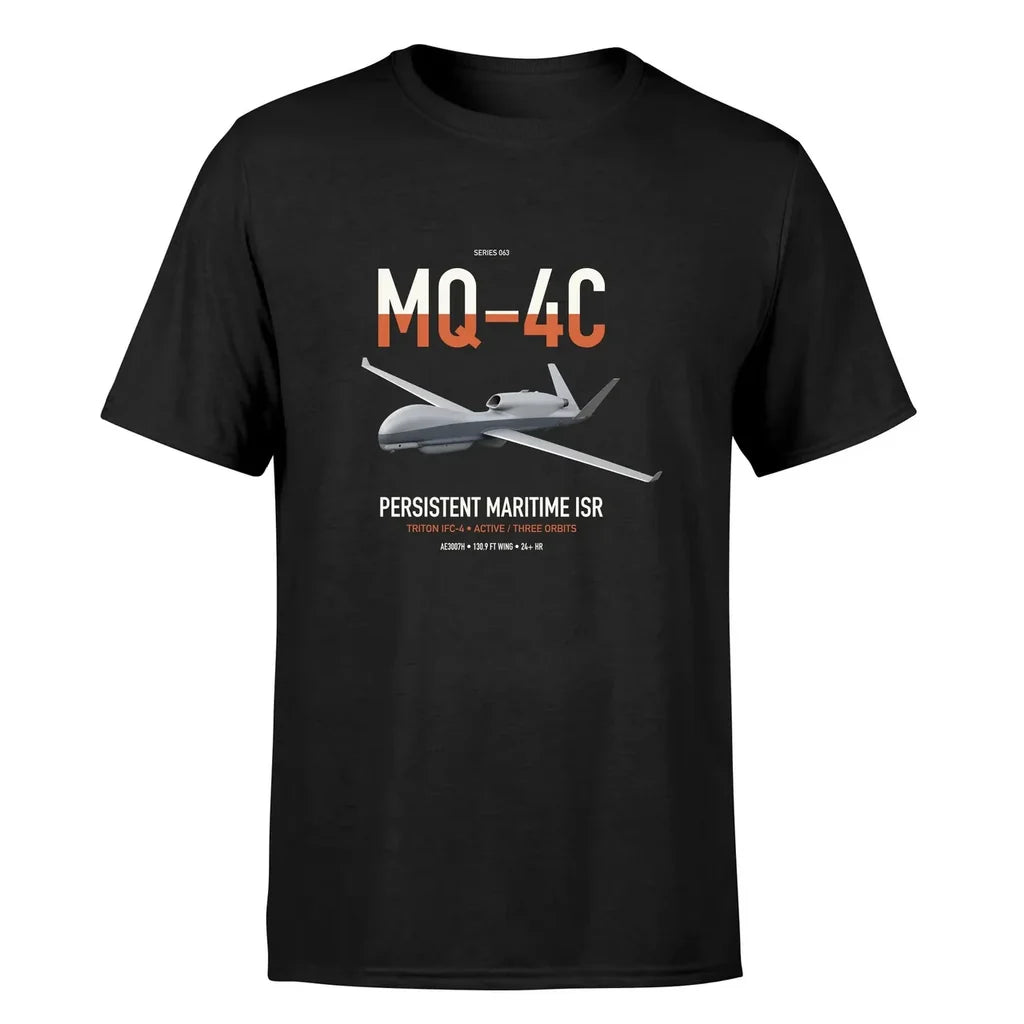 MQ-4C Triton IFC-4 design on black double-side t-shirt, single-side print