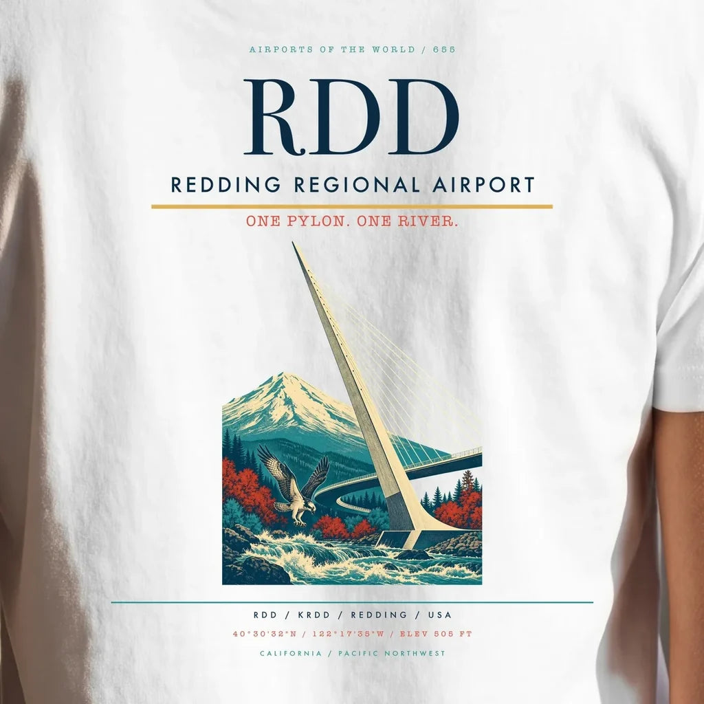 Redding Regional Airport (RDD) double-side t-shirt design close-up cover