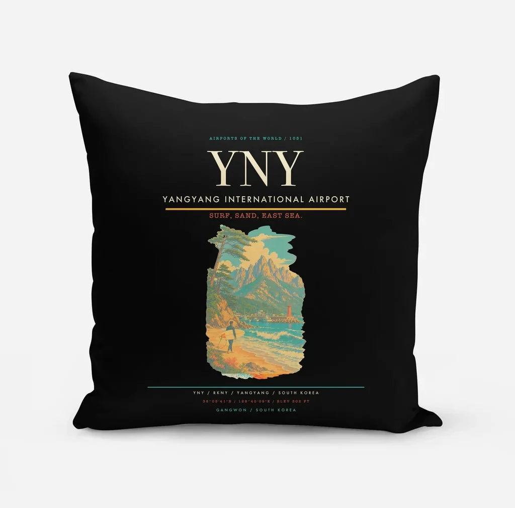 Yangyang International Airport (YNY) design on black pillow