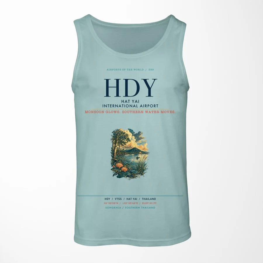 Hat Yai International Airport (HDY) design on light green tank top