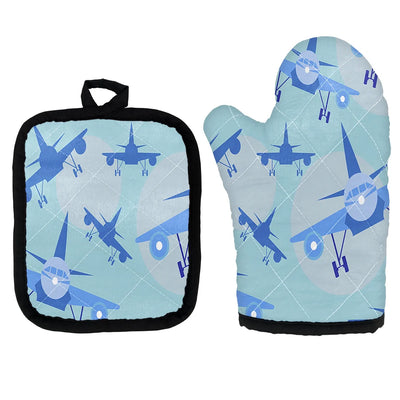 Super Funny Airplanes Kitchen Glove & Holder aviation design on durable fabric with insulated lining kitchen glove holder.