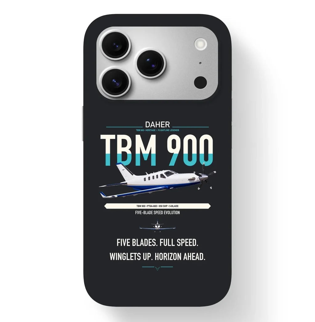 Daher TBM 900 design on black magsafe iphone case, for iPhone 17 Pro