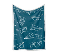 Thumbnail for Paper Airplane & Fly-Green Bed Blankets & aviation print on soft fleece blanket.