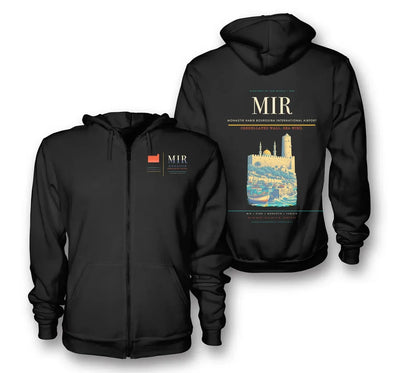 Monastir Airport (MIR) design on black premium zipped hoodie