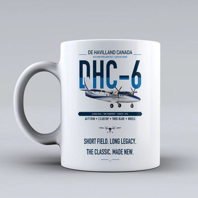 DHC-6 Twin Otter Classic 300-G design on white ceramic mug, double-side print