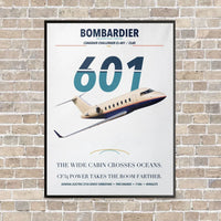Thumbnail for Bombardier Challenger 601 vertical canvas print - framed - white background