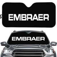 Thumbnail for Embraer & Text aviation design on reflective polyester car sun shade.