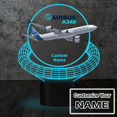 Airbus A340 aviation design on premium acrylic with LED 3D night lamp.