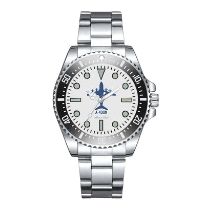 Airbus A400M Luxury Aviators aviation aviator watch, premium stainless steel body with engraved detail.
