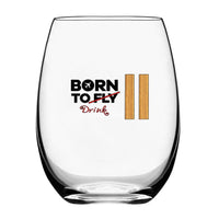 Thumbnail for Born To Drink & 2 Lines Water & Drink aviation design on water glass, crystal-clear premium glassware.