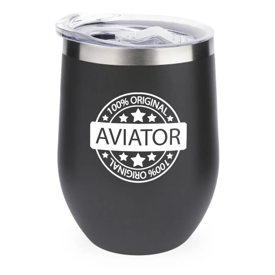 %100 Original Aviator 12oz Egg aviation design on 12oz egg cup, compact 12oz ceramic.