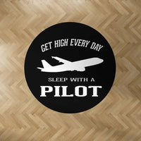 Thumbnail for Get High Every Day Sleep With A Pilot Carpet & Floor Mats (Round) aviation design on durable carpet pile with non-slip backin.