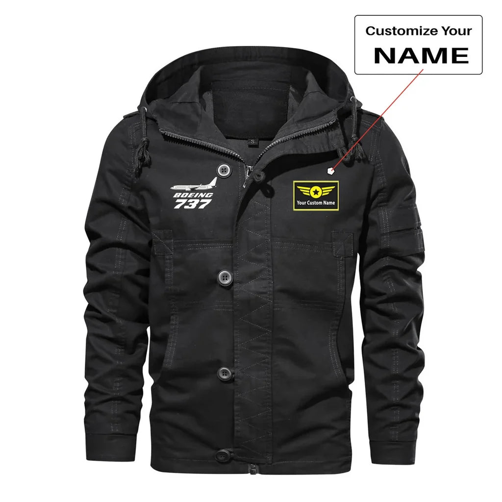 The Boeing 737 aviation design printed on heavy cotton shell with classic fit cotton jacket.