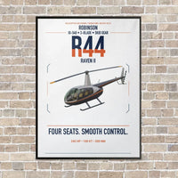Thumbnail for Robinson R44 Raven II vertical canvas print - framed - white background