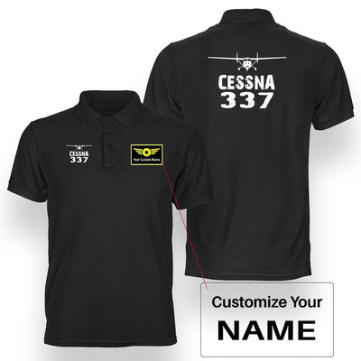 Cessna 337 & Plane aviation design printed on soft cotton double-side polo.