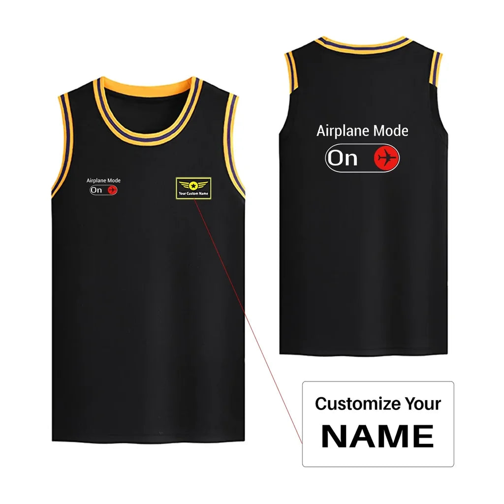 Airplane Mode On Basketball Style Sports aviation design printed on quick-dry breathable fabric men's sport tank top.