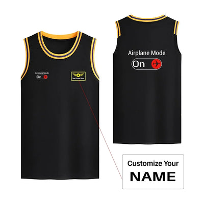 Airplane Mode On Basketball Style Sports aviation design printed on quick-dry breathable fabric men's sport tank top.