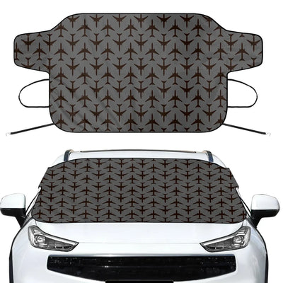 Perfectly Sized Seamless Airplanes Gray Car aviation design on car windshield cover.
