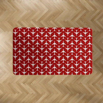 Perfectly Sized Seamless Airplanes (Red) aviation design on durable carpet pile with non-slip backing rectangle carpet floor.