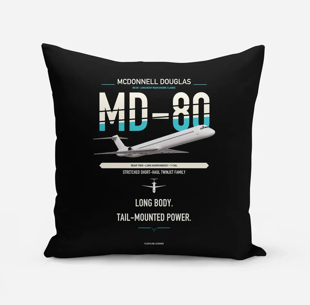 McDonnell Douglas MD-80 design on black pillow