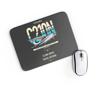 Cessna T210N Centurion design on black rectangle mouse pad