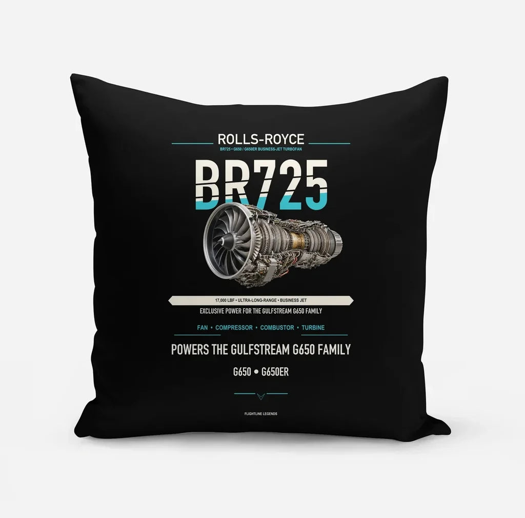 BR725 design on black pillow