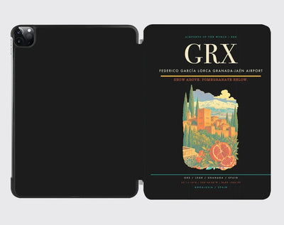 Federico García Lorca Granada-Jaén Airport (GRX) design on black ipad tablet case
