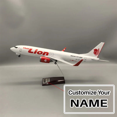 Side view of Thai Lion Air Airline Boeing 737-800 (737 Max) Airplane Model (1/84 Scale - 47CM) aviation LED model airplane in.