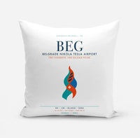Thumbnail for Belgrade Nikola Tesla Airport (BEG) design on white pillow