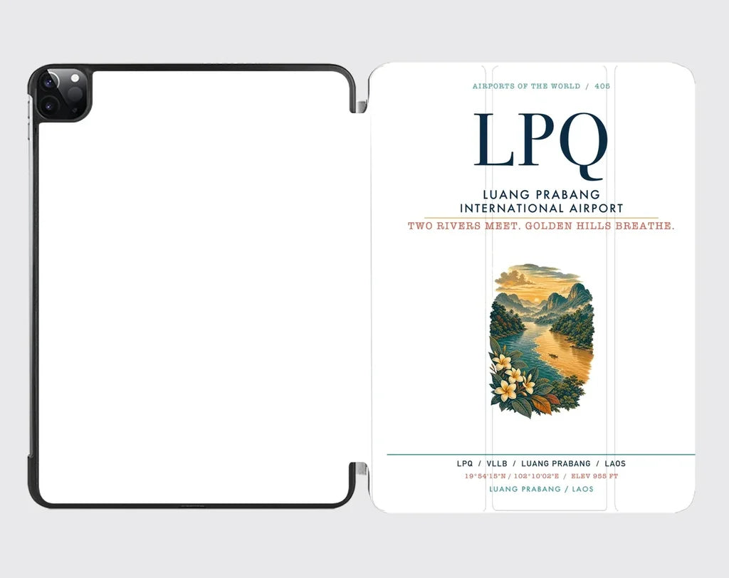 Luang Prabang International Airport (LPQ) design on white ipad tablet case