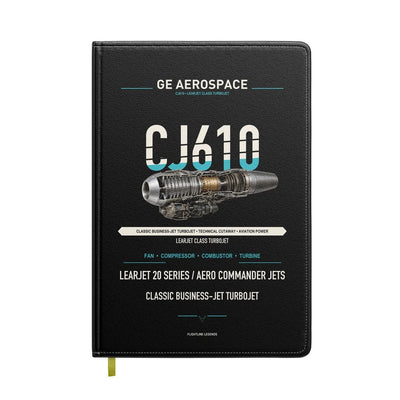 CJ610 design on black notebook