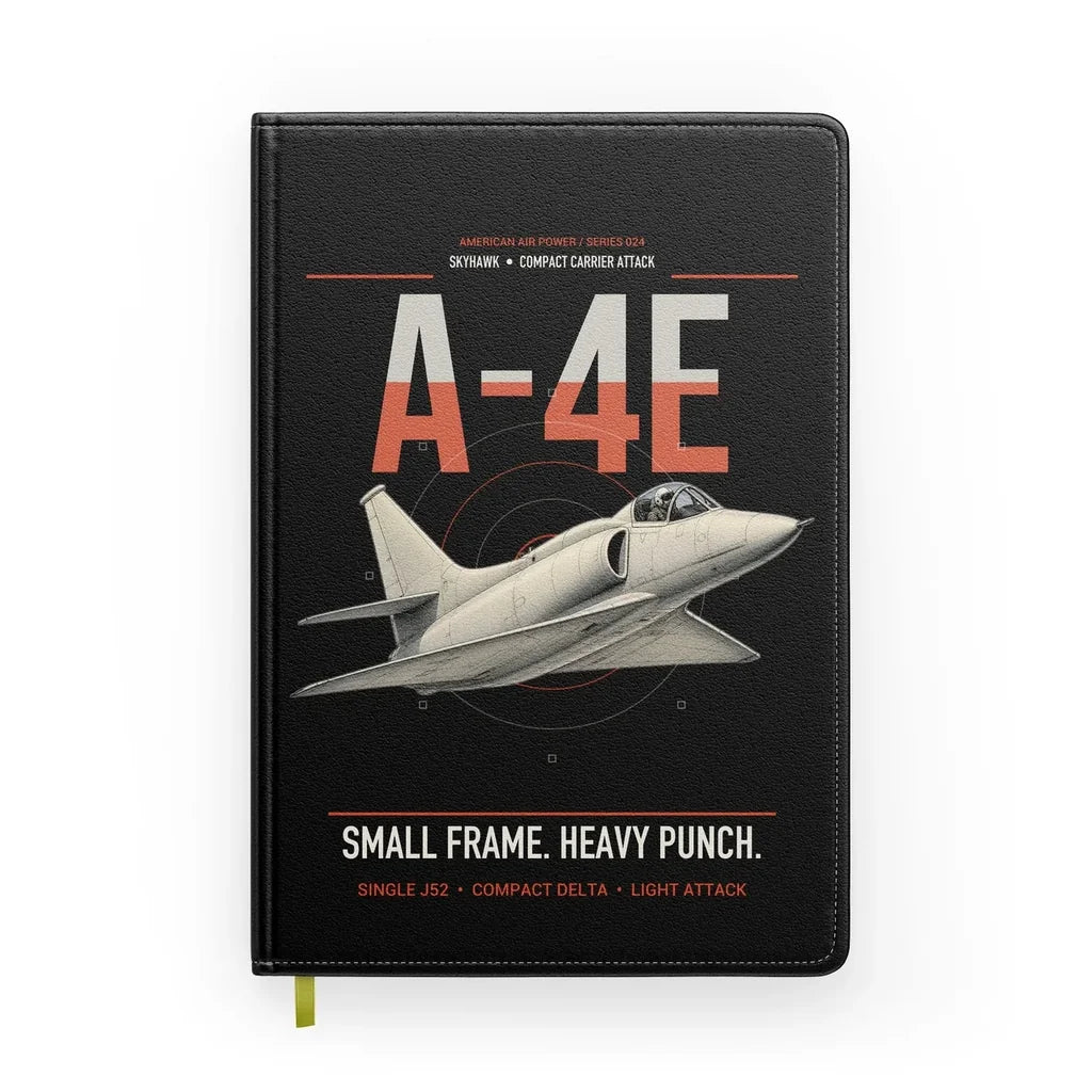 A-4E Skyhawk design on black notebook