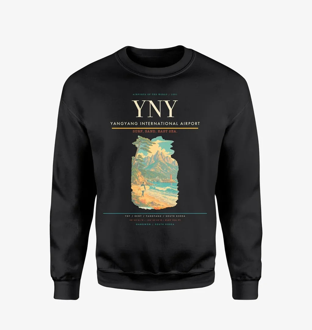 Yangyang International Airport (YNY) design on black sweatshirt