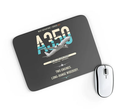 Airbus A350-900 design on black rectangle mouse pad