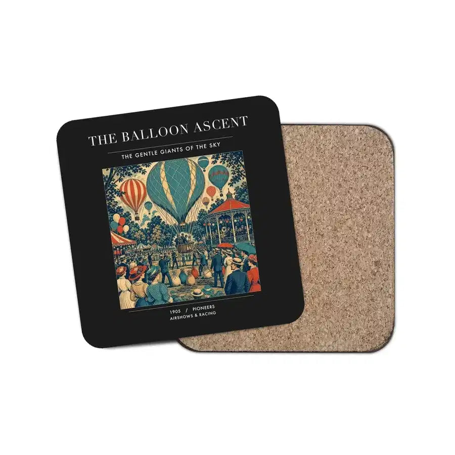 The Balloon Ascent - Designed Coasters design on black 1-piece