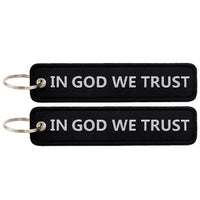 Thumbnail for IN GOD WE TRUST aviation fashion key chain in polished metal.
