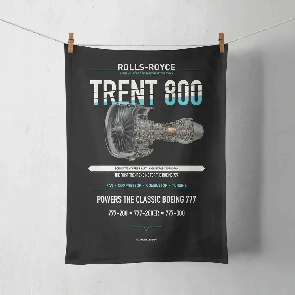 TRENT 800 design on black towel