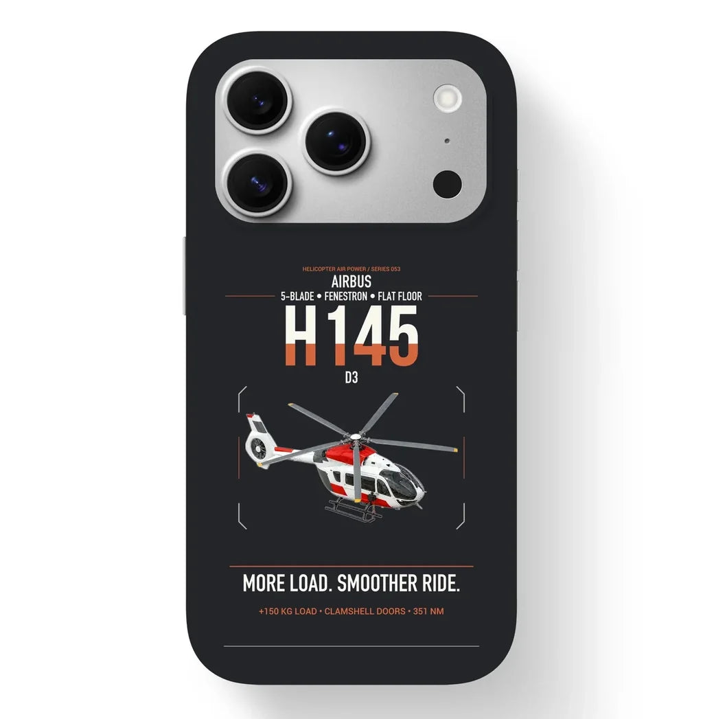 Airbus H145 D3 design on black magsafe iphone case, for iPhone 17 Pro