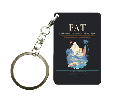 Jay Prakash Narayan International Airport PAT Key Chain design on black key chain
