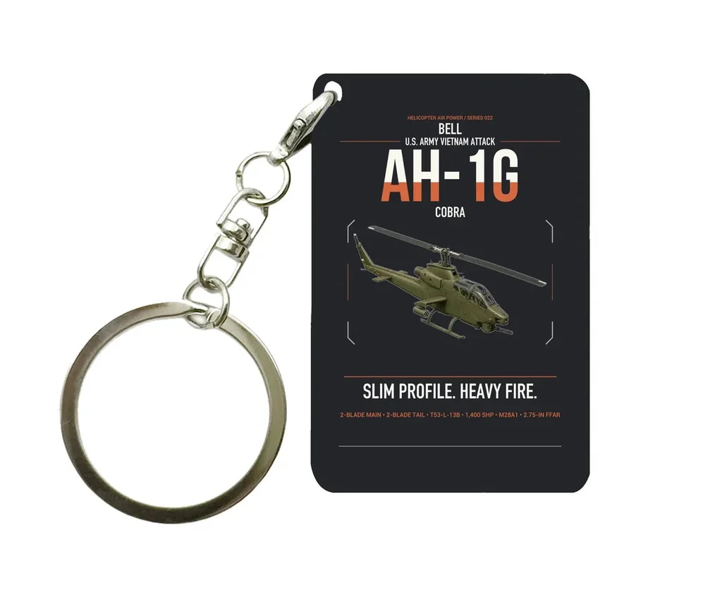 Bell AH-1G Cobra design on black designed key chain, double-side print