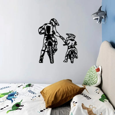 Father & Son Motocross Metal Sign Wall Sculpture 35X40CM aviation design on premium decorative material hanging wall decorati.