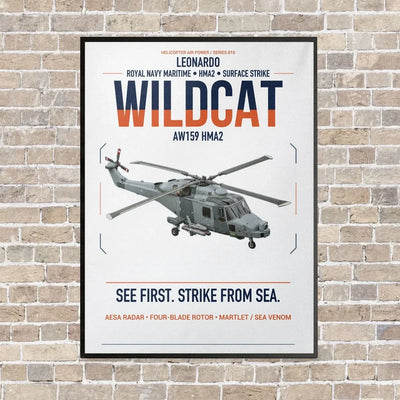 Leonardo AW159 Wildcat HMA2 vertical canvas print - framed - white background