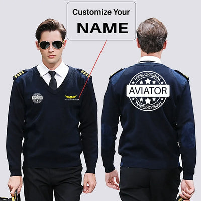 %100 Original aviation design on premium wool blend wool pilot sweater.